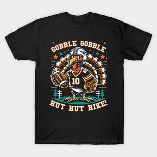 Funny Thanksgiving Football Turkey - Hut Hut Hike T-Shirt